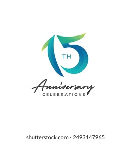 15 years anniversary logo design. Anniversary logo design template.