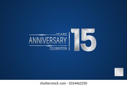 15 years anniversary logo with elegance silver color isolated on blue background for celebration event