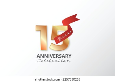15 years anniversary logo gold illustration template design