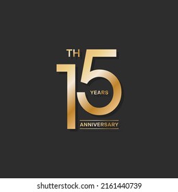 15 years anniversary logo with golden color for booklet, leaflet, magazine, brochure poster, banner, web, invitation or greeting card. Vector illustrations.