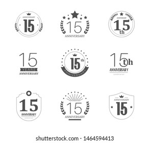 15 years anniversary logo set. 15th anniversary icons.