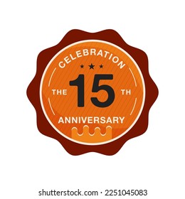 15 years Anniversary Logo Template. Wedding badge in flat modern style. Birthday anniversary label. Stock vector design