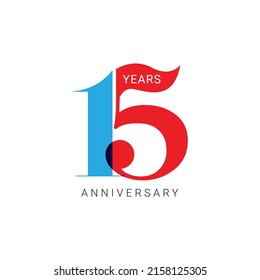 15 Years Anniversary Logo, Vector Template Design element for birthday, invitation, wedding, jubilee and greeting card illustration.