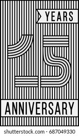15 years anniversary logo. Vector and illustration. Line art anniversary design template.