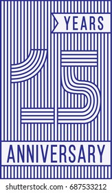 15 years anniversary logo. Vector and illustration. Line art anniversary design template.