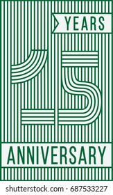 15 years anniversary logo. Vector and illustration. Line art anniversary design template.
