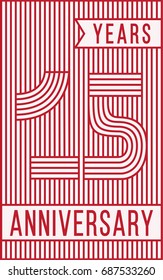 15 years anniversary logo. Vector and illustration. Line art anniversary design template.