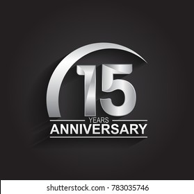 15 years anniversary logotype design with silver color isolated on black background for company celebration