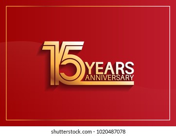 15 years anniversary logotype with golden multiple line style on red background for celebration