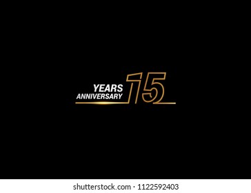 15 Years Anniversary logotype with golden colored font numbers made of one connected line, isolated on white background for company celebration event, birthday