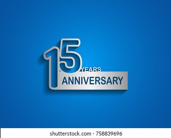 15 years anniversary logotype with outline number silver color on blue background