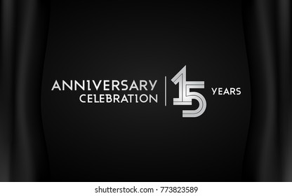 15 Years Anniversary Logotype with   Silver Multi Linear Number Isolated on Dark Background