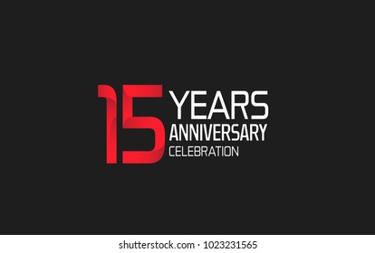 15 years anniversary logotype simple design with red and white color isolated on black background