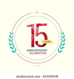 15 Years Anniversary with Low Poly Design and Laurel Ornaments