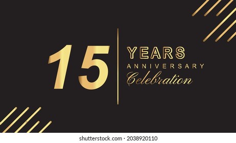 15 years anniversary luxury gold isolated on black background for 15th anniversary celebration event vector