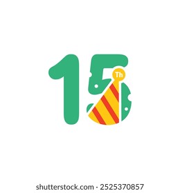 15 Years Anniversary Number Fun Design Vector Template Illustration