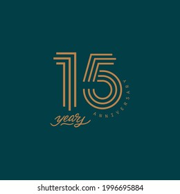 15 years anniversary pictogram vector icon, 15th year birthday logo label.