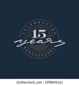 15 years anniversary pictogram vector icon, 15th year birthday logo label.