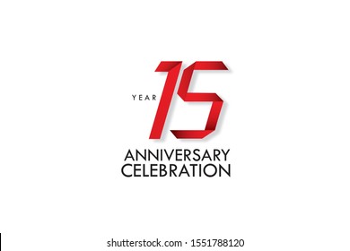 15 years anniversary, Red Dark Contour color with Speedy Design minimalist logo vector illustration on white background - Vector