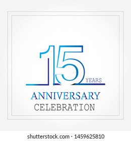 15 years anniversary round blue logotype for precious moment - Vector