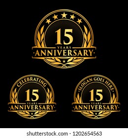 15 years anniversary set. 15th celebration logo collection. Vector and illustration. 