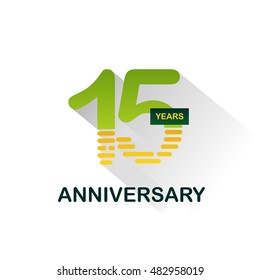 15 years anniversary, signs, symbols,flat design.