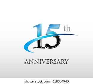 15 years anniversary Template logo with swoosh