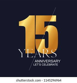 15 years anniversary vector icon, symbol, logo. Graphic design element for 15th anniversary birthday greeting card 