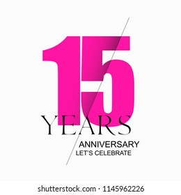 15 years anniversary vector icon, logo. Design element with modern style sign and number for 15th anniversary 