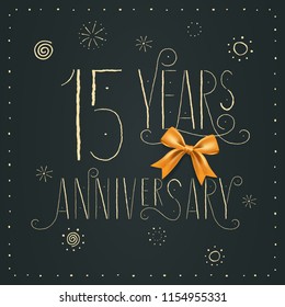 15 years anniversary vector icon, logo. Design element with elegant sign for decoration for 15th anniversary 