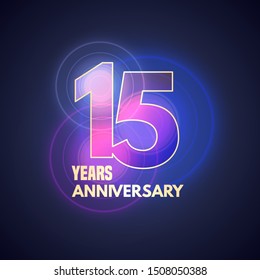15 years anniversary vector icon,  logo. Graphic design element with bokeh for 15th anniversary 