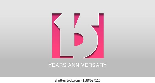 15 years anniversary vector icon, symbol, logo. Graphic background or card in modern style for 15th anniversary birthday celebration 