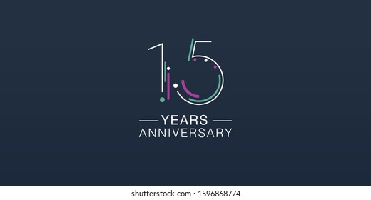 15 years anniversary vector icon, logo. Neon graphic number and sign for 15th anniversary greeting card, invitation 