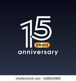 15 years anniversary vector icon, logo. Design element with graphic sign and number for 15th anniversary