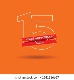 15 years anniversary vector icon, logo. Graphic design element with number and text composition for 15th anniversary