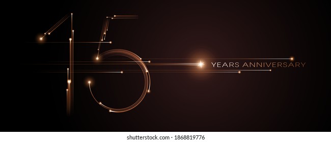 15 years anniversary vector icon, logo. Graphic design element with modern light number on isolated background for 15th anniversary