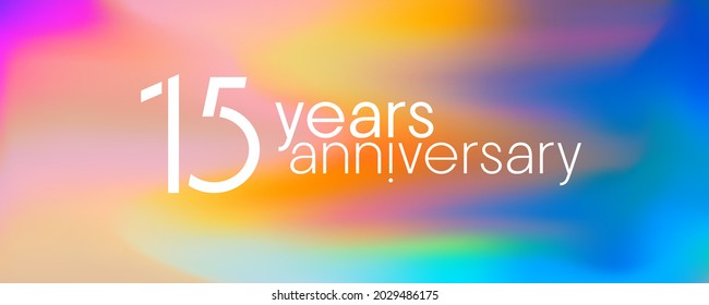 15 years anniversary vector icon, logo. Graphic design element with neon colors for 15th anniversary