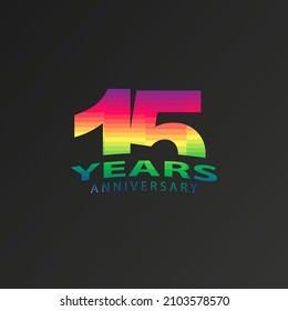 Icono vectorial de 15 años, logotipo. Elemento de diseño gráfico con número y colores brillantes para el 15º aniversario