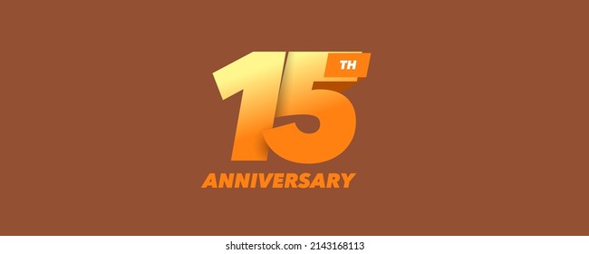 15 years anniversary vector icon, logo. Graphic design element with golden number on isolated background for 15th anniversary