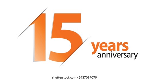 15 years anniversary vector icon, logo. Graphic design element with number and text composition for 15th anniversary. Suitable for card or packaging