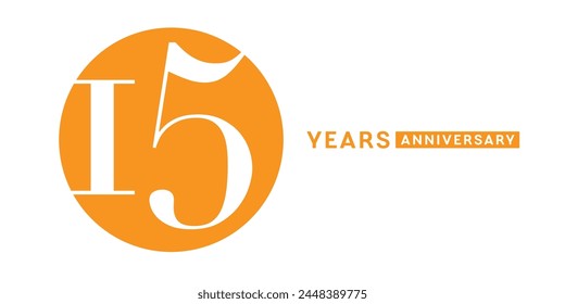 15 years anniversary vector icon, logo. Isolated elegant design with number for 15th anniversary birthday card or symbol