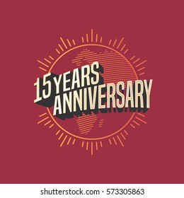 15 years anniversary vector icon,  logo. Graphic design element for decoration for 15th anniversary card