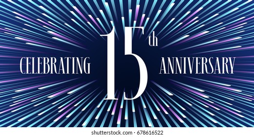 15 years anniversary vector icon,  banner. Graphic design element or logo with abstract background for 15th anniversary