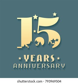 15 years anniversary vector icon, symbol, logo. Graphic design element for 15th anniversary birthday card 