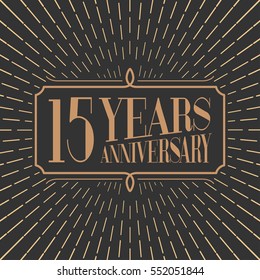 15 years anniversary vector illustration, icon, logo. Graphic design element for 15th anniversary birthday card