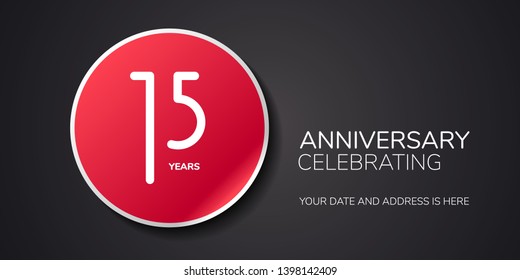 15 years anniversary vector logo, icon. Template design element with number for 15th anniversary greeting card or invitation 