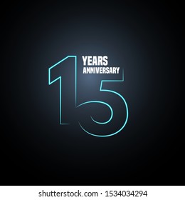 15 years anniversary vector logo, icon. Graphic design element with neon number for 15th anniversary 