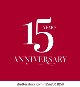 15 years anniversary vector logo, icon. Design element with number for 15th anniversary greeting card or banner 