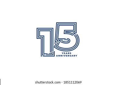 15 years anniversary vector template with blue color, 15th birthday logo