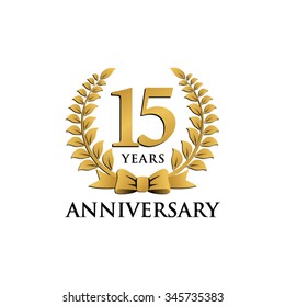 15 Years Anniversary Wreath Ribbon Logo 